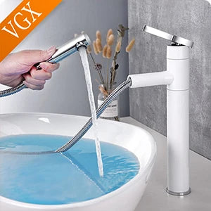 VGX Luxury Gold Bathroom Faucets High Basin Mixer Tall Sink Faucet Gourmet Washbasin Tapware Hot Cold Water Tap Brass Chrome