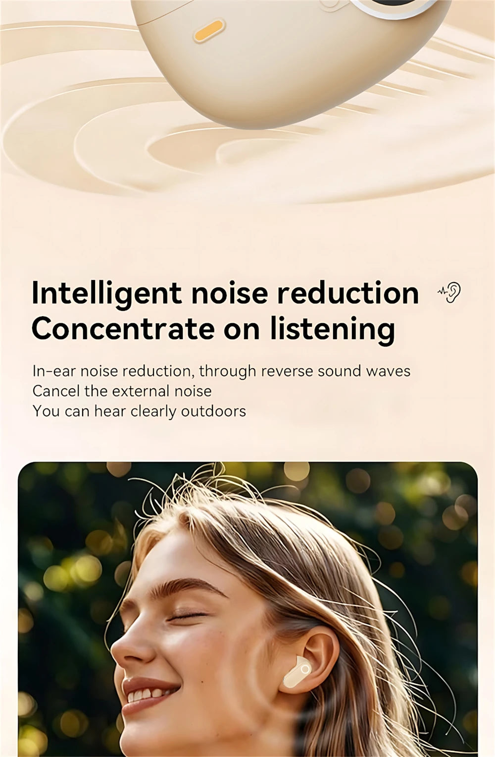Bluetooth 5.4 Headphones True Wireless In-ear Long Noise Reduction TWS Sports High Sound Quality Digital Display Screen Earplugs