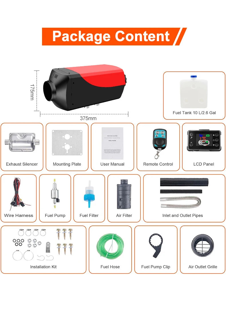 New 12V 24V Diesel Air Heater 5kw Diesel Parking Heater For Boats Caravan Rv Camper Bus Truck With Lcd Display Remote