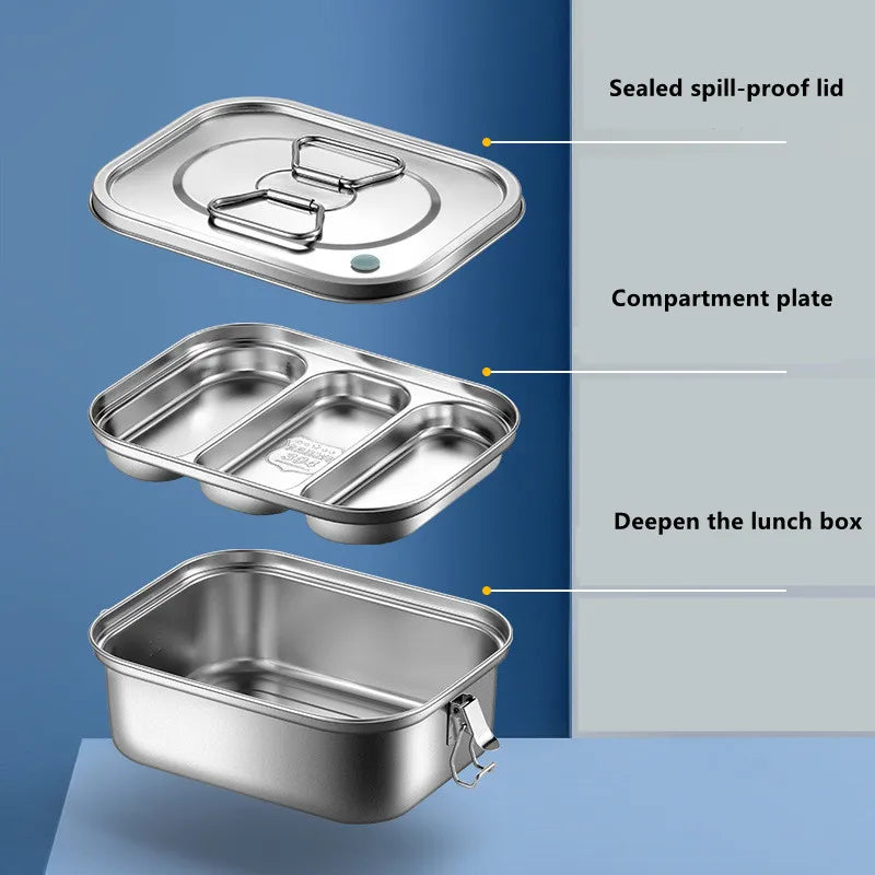 304 Stainless Steel Lunch Box Food Container Bento Box For Kids Adult Double Layer Large Capacity Tableware Food Storage Box