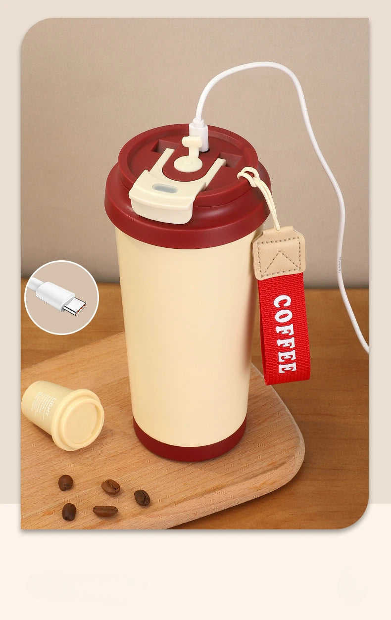 500ml Stainless Steel Coffee Milk Leak Proof Stir Cup Outdoor Office Business Portable Type-C Charge Automatic Self Stirring Mug