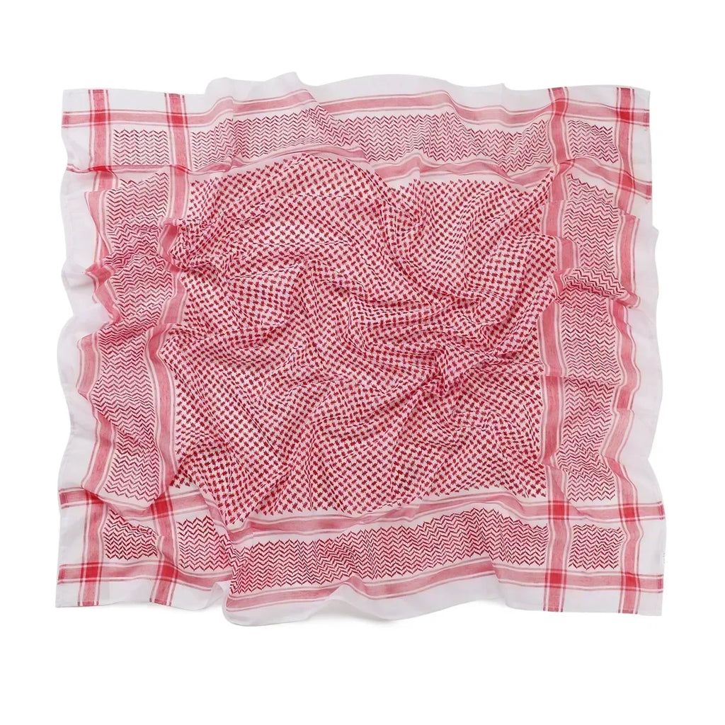 Arab Shemagh Muslim Keffiyeh Head Wrap Tactical Desert Head Neck Scarf Military Shawl Arabic Scarf Headwear with Agal Rope