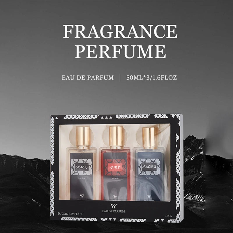 Eau De Parfum 3‑piece Perfume Set Long‑lasting Rich Fragrance Light Fresh Aroma Arabic Style Women Man Perfume For Daily Use