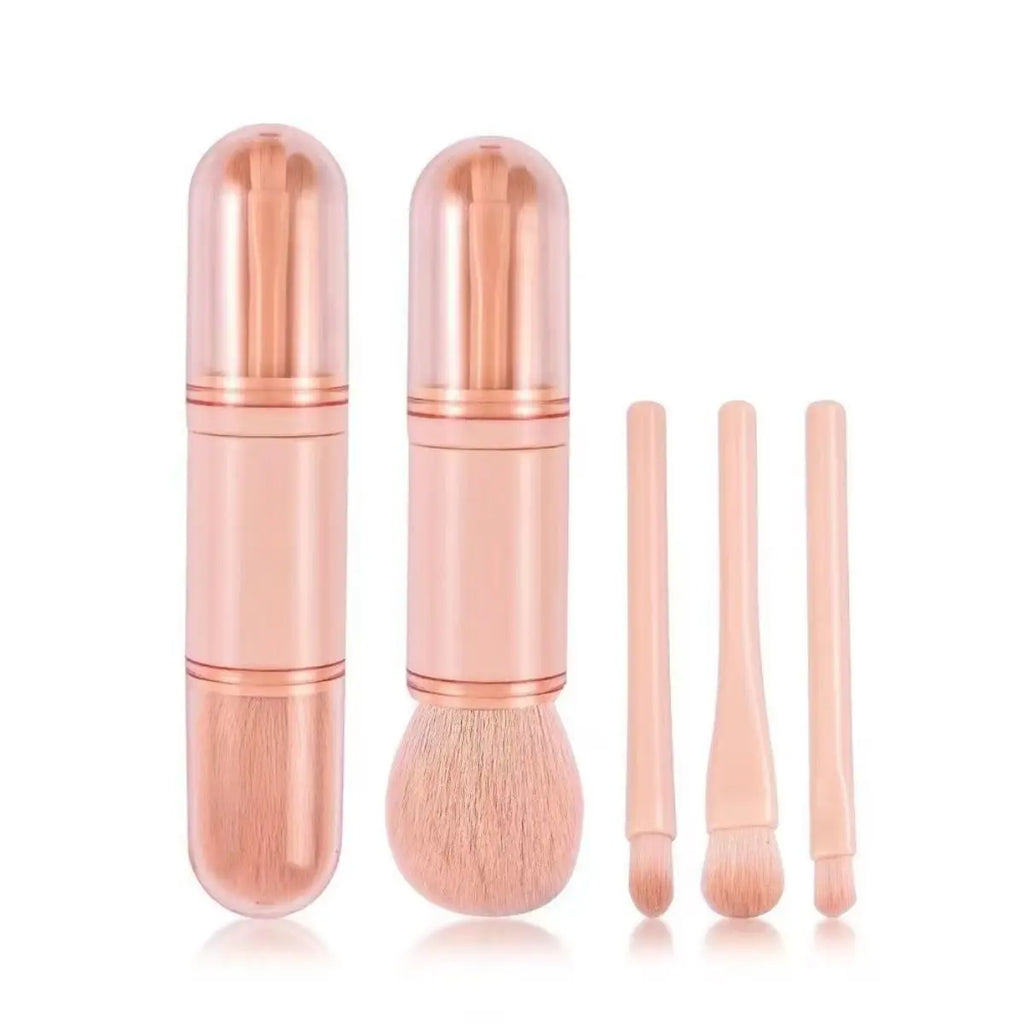 Travel Makeup Brushes Set: 4 in 1 Mini Cute Makeup Brush Retractable Foundation Blending Powder Eye Shadow Brush
