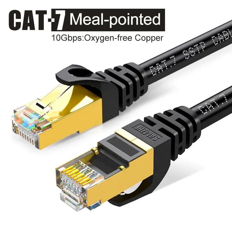 Samzhe Cat7 Heavy Duty High Speed 10Gbps Internet Network Cable Professional LAN Cable Shielded for Gaming Streaming Home Office