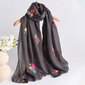 Spring and Summer Lightweight Breathable Cotton and Linen Embroidery Scarf Ethnic Style Fashionable Soft Women's Sunscreen Scarf