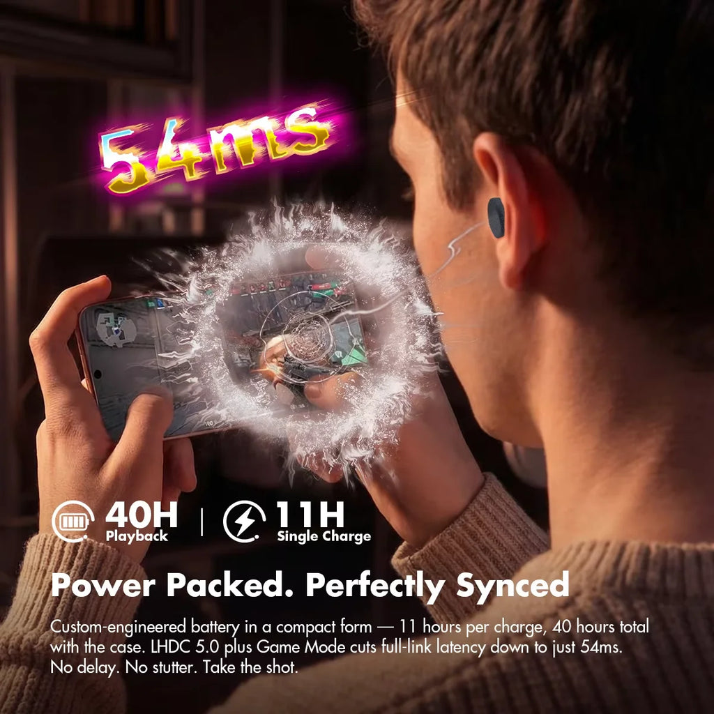 ROSESELSA Ceramics Ultra Wireless Earbuds 50dB Hybrid ANC HiFi Earphones LHDC LDAC 4Mic AI Noise Reduction 40H Battery