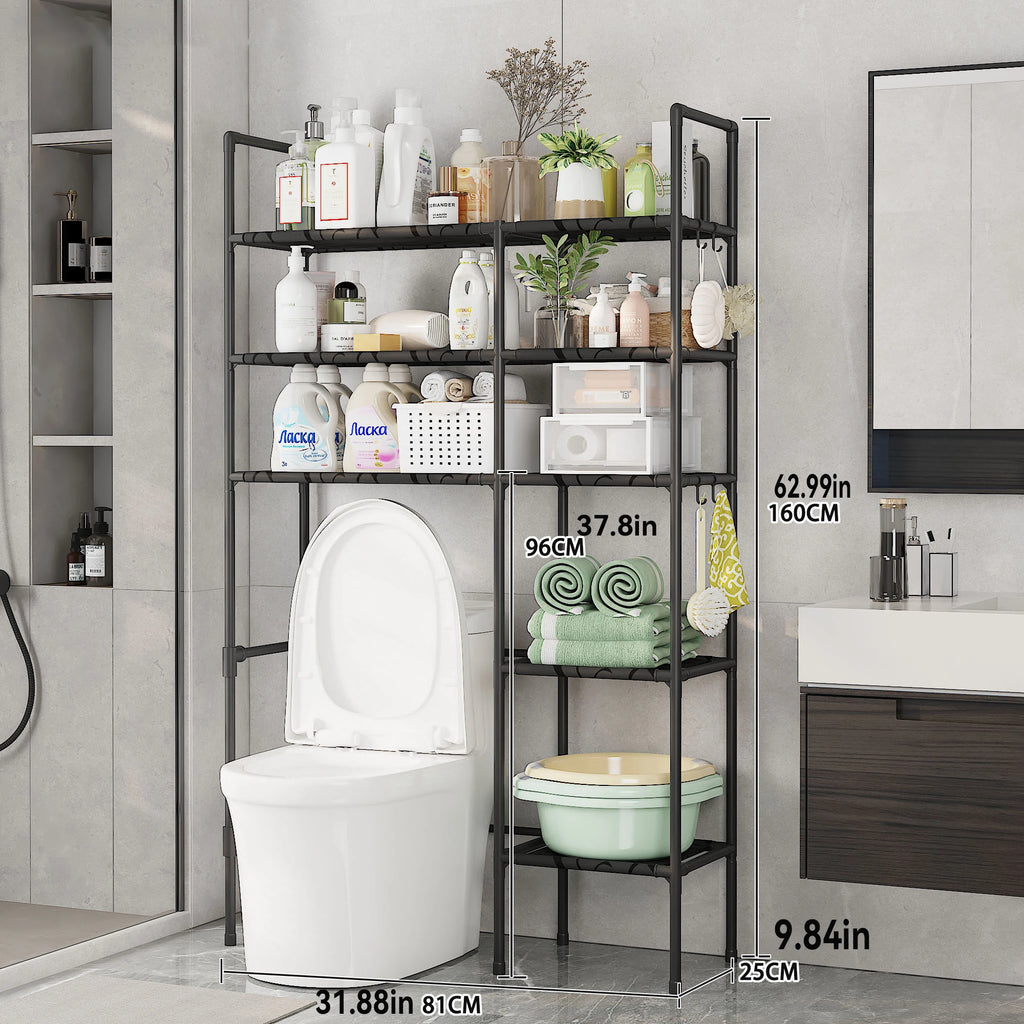 2/3 Tier Bathroom Storage Cabinet - Space-Saving, Over-The-Toilet Storage Shelf, Easy to Assemble, Suitable for Bathroom Essentials with Rust-Proof Metal Frame and Plastic Dividers, Ideal for Storing Toiletries, Towels, and D