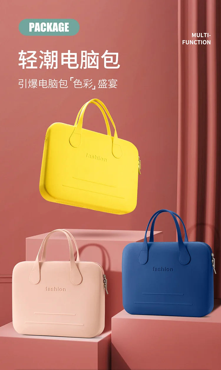 Morandi Colorful Computer Hand Bag Light Trendy 14 Inch Laptop Bag for Girls Student Portable EVA Waterproof Handbag