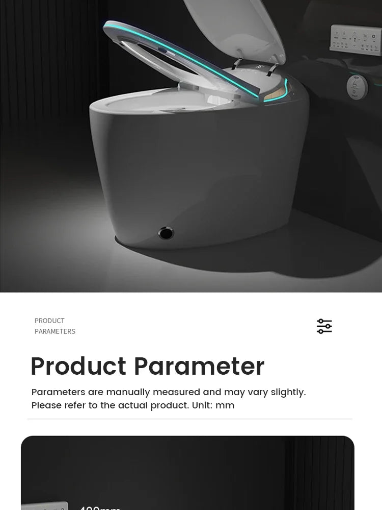 Egg Shaped Smart Toilet Fully Automatic Intelligent Bidet Integrated One-Piece Ceramic Commode Heated Seat Foot Sensor Flush