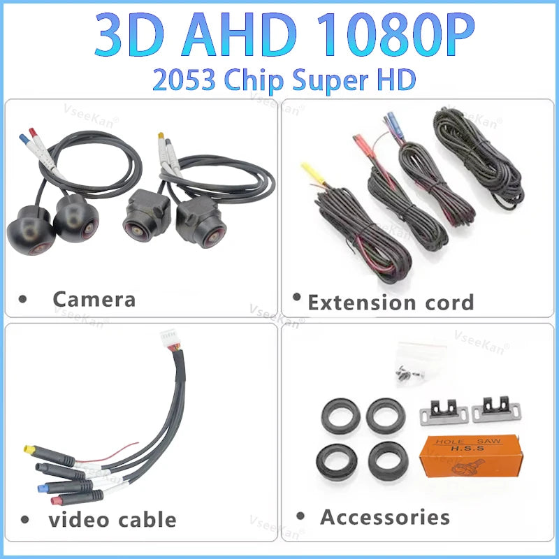Car Camera 360 Degree Panoramic Imaging System 3D AHD 720P 1080P Four Way Camera HD Night Vision 2053/4007 1022 SN307 6048 WDR