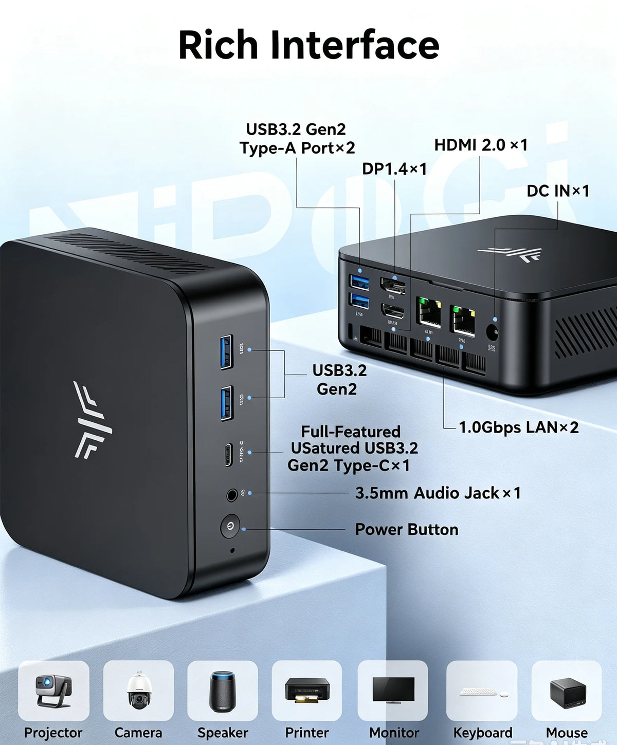 NIPOGI Mini PC AMD Ryzen 3 3250U Desktop Mini Computers 8GB RAM 256GB M.2 SSD WiFi 5, BT 4.2,DUAL 4K Display Windows 11 Pro