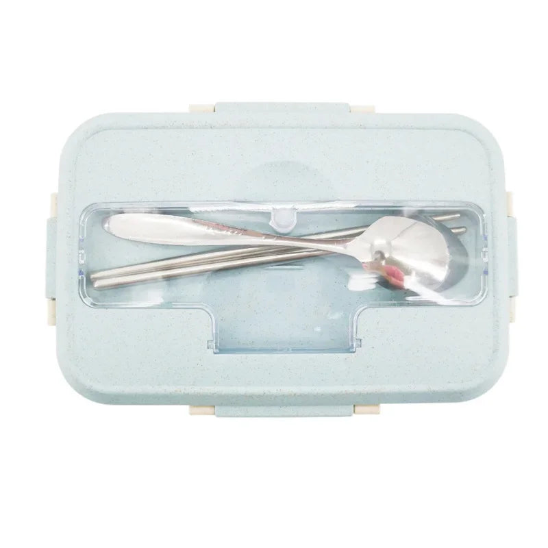 Microwave Lunch Box Wheat Straw Dinnerware Food Storage Container Children Kids School Office Portable Bento Box Lunch Bag