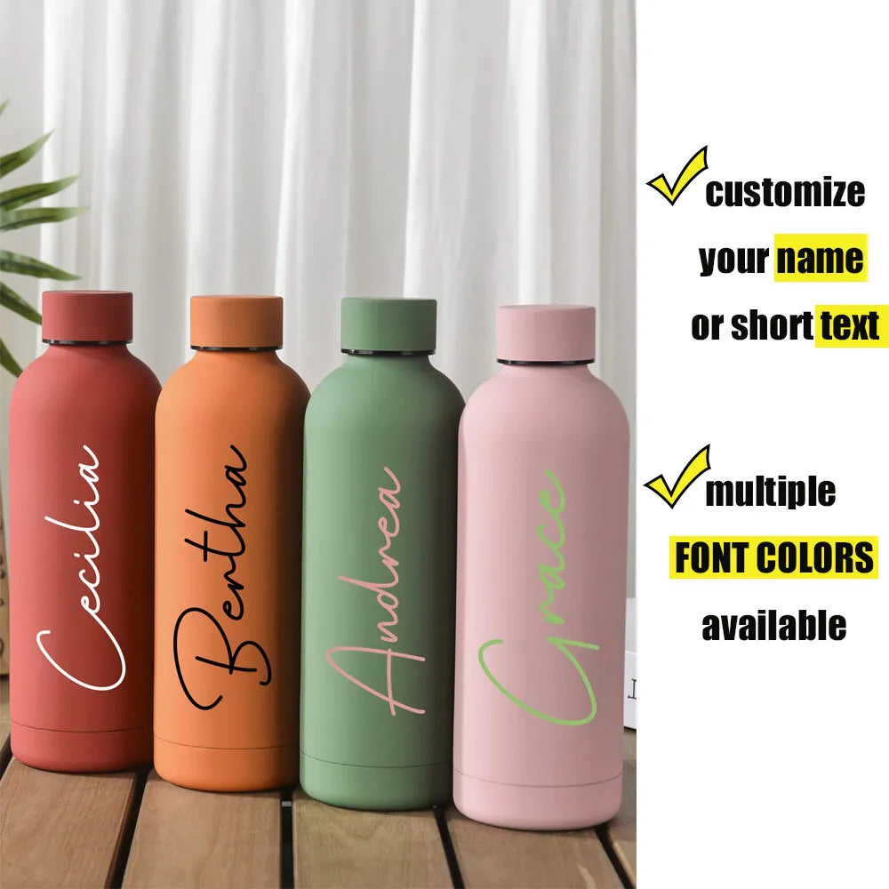 Customizable Text LOGO Insulated Water Bottle Portable with Screw Lid Unisex Groomsmen Wedding Gift Cup Termos Travel Drinkware