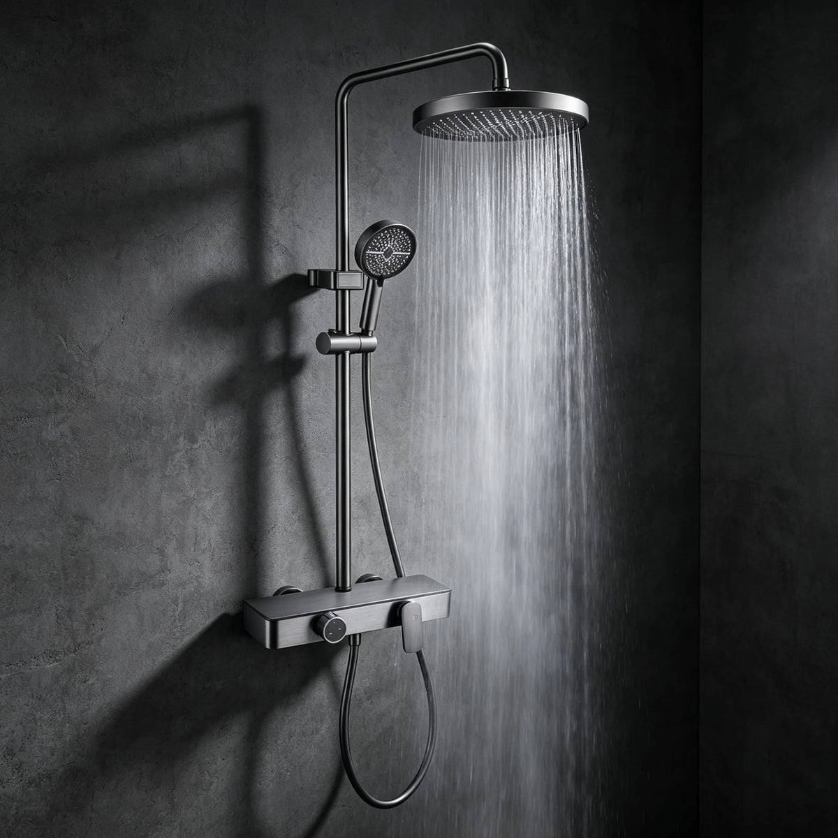 Household Bathroom Shower Set Gray Rainfall Shower Faucet Set Apartment Hotel Bathtub Showers Multifunction Pressure Showerhead