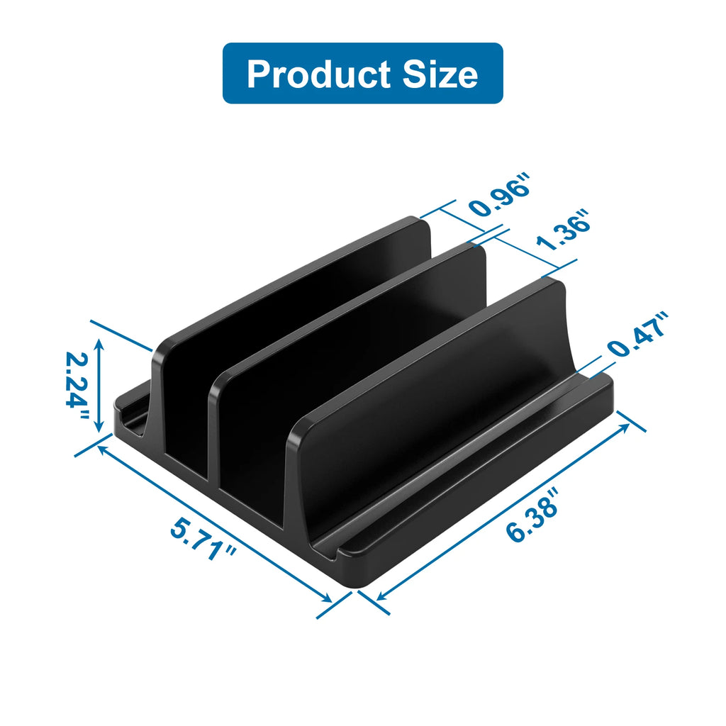 Vertical Laptop Stand, 3 Slots  Desk Laptop Holder & Laptop Docking Station Stand for MacBook, Tablet, Phone - Universal