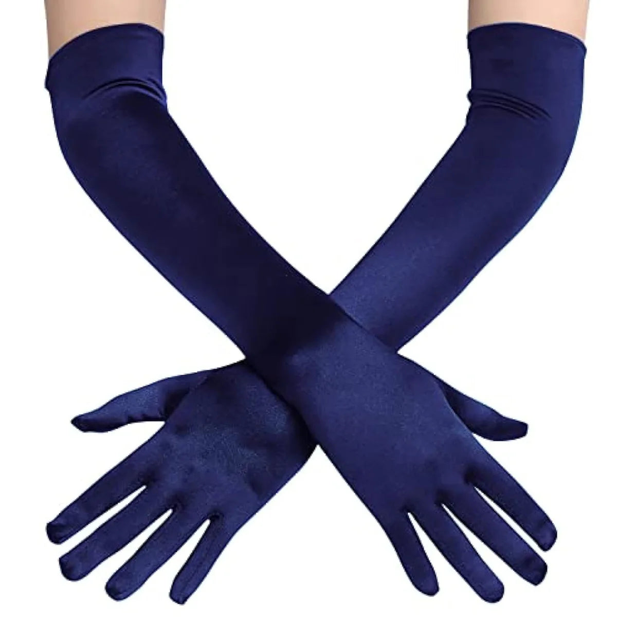 Women 55cm Solid Wedding Etiquette Evening Dress Opera/Elbow/Wrist Satin Stretch Long Gloves Retro Party Carnival Cosplay Gloves