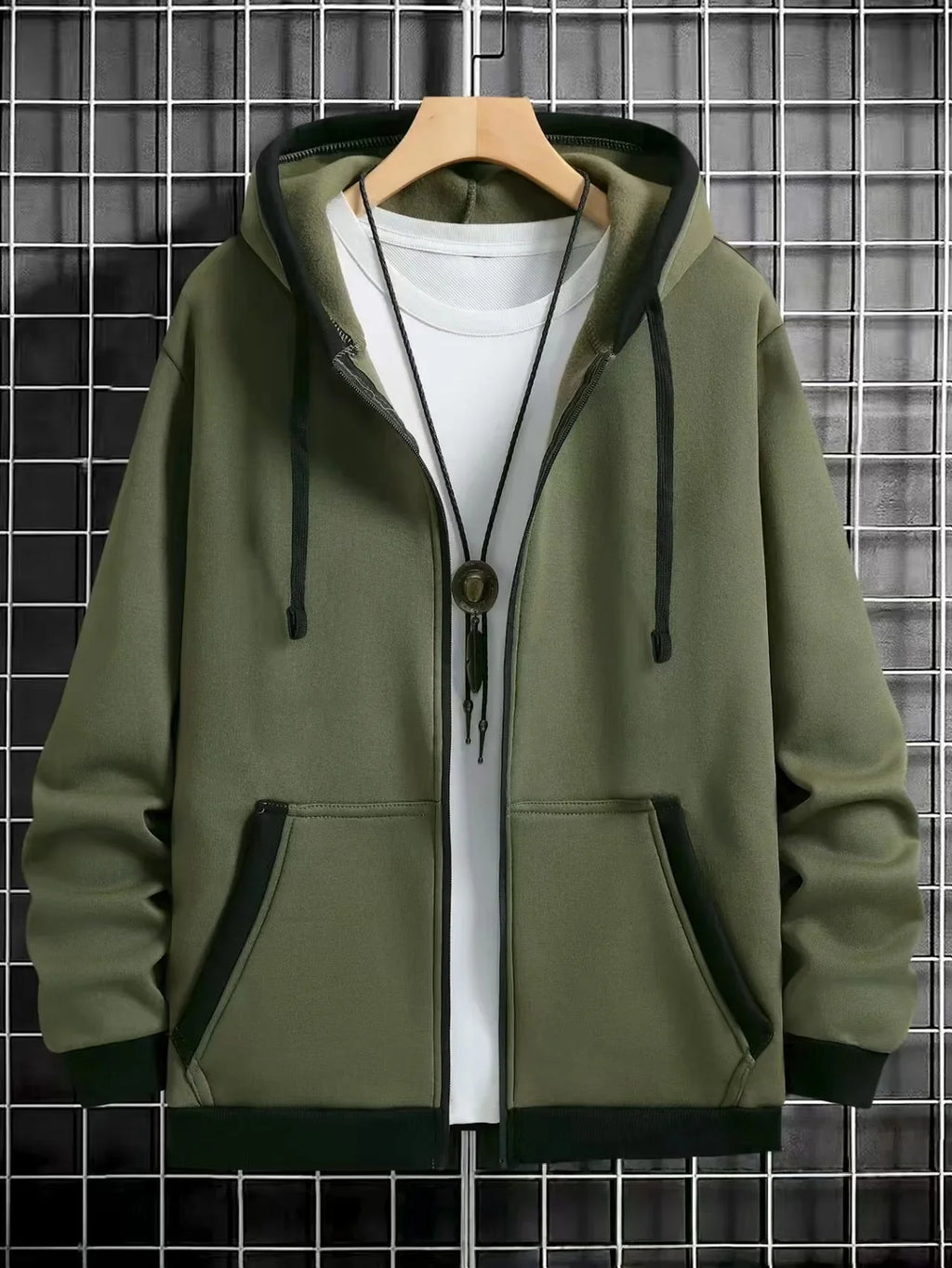 Spring and Autumn Men's Zipper Jacket Warm Windproof Hoodies Thickened Cardigan Sports Long Sleeve Sweatshirts Hooded Coat