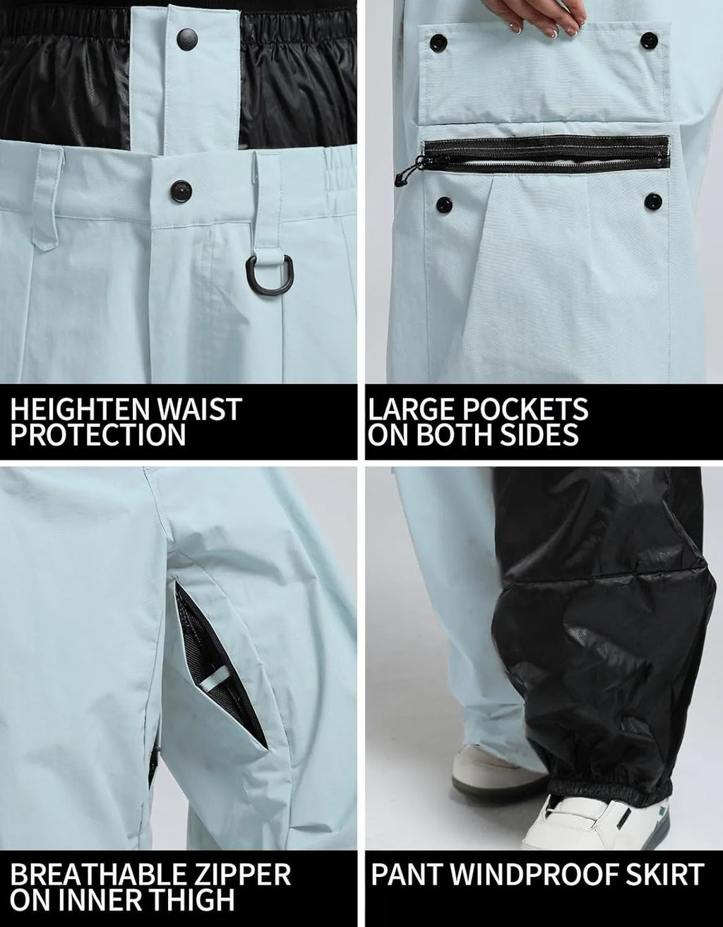 GSOU SNOW 2025 Loose Skiing Pants Snowboard Sport Trousers Outdoor Waterproof Windproof Ski Wear Winter Warm Female Ski Britches