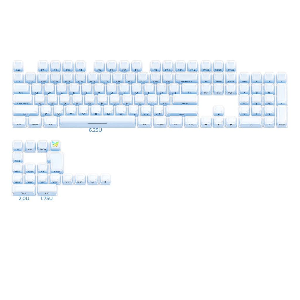 XVX Jelly Crystal Keycaps Side Print Pink/Blue 113keys Double Shote DIY Mechanical Keyboard OEM Profile Translucent Keycaps