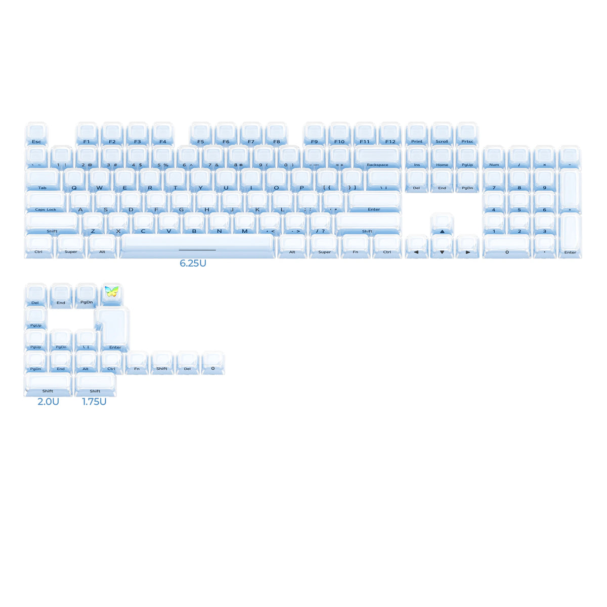 XVX Jelly Crystal Keycaps Side Print Pink/Blue 113keys Double Shote DIY Mechanical Keyboard OEM Profile Translucent Keycaps