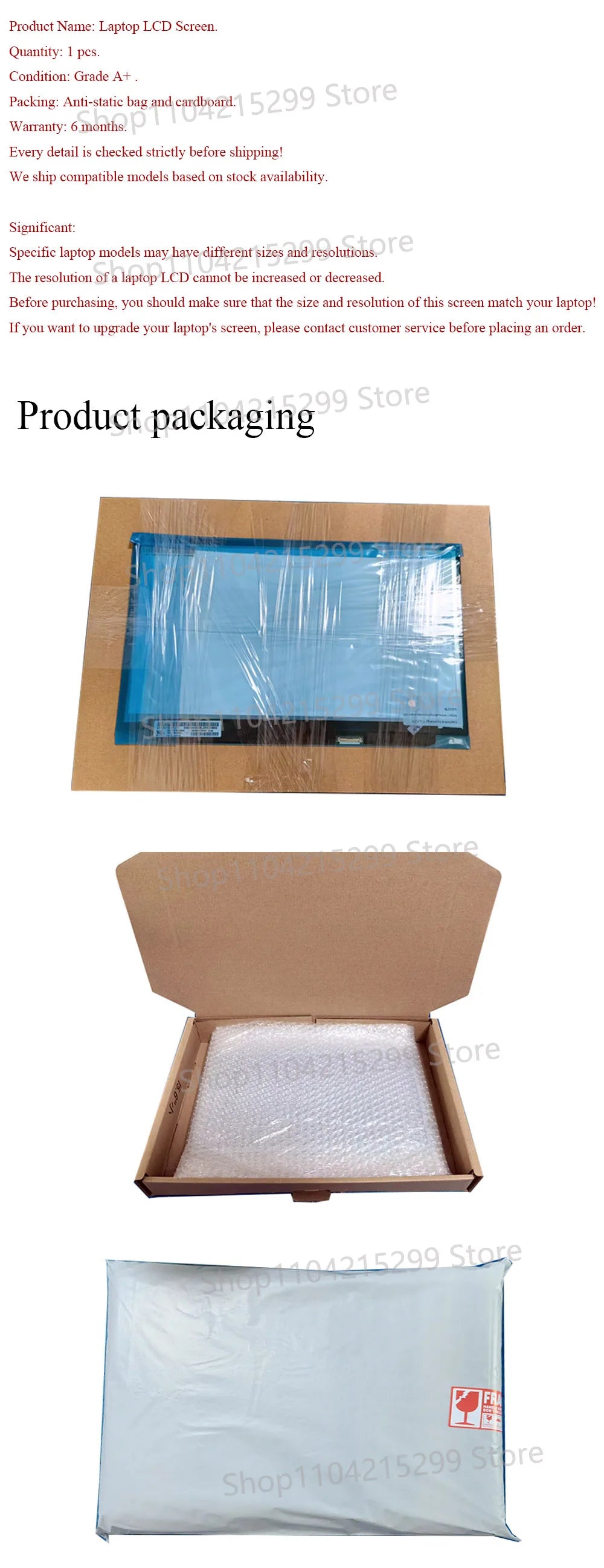 Laptop LCD Screen For Lenovo G50 30 45 G50-70 70M G50-80 B51-30 35 B50-45 80 B50 70 T550 N50-45 E550 E550C E555 A560 E560 T560