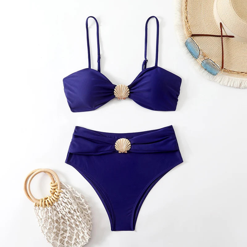 High Waist Bikini Women's Swimsuit Two-piece Bathing Suits Bandeau Woman Swimwear 2026 Trend Bikinis Sets Brazilian Beach Wear