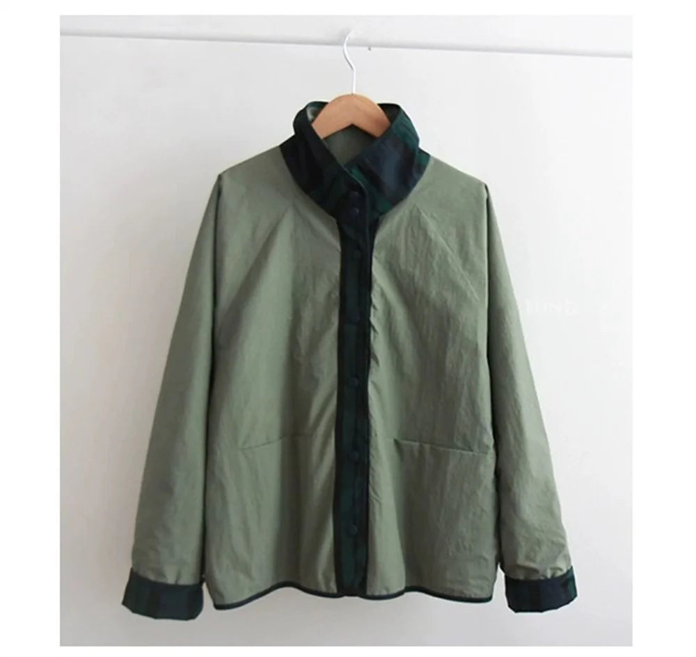 Women's Jacket New Fashion Double-sided Wear Joker Plaid Jacket Women's Spring and Autumn new Loose Jacket Short Trench Coat