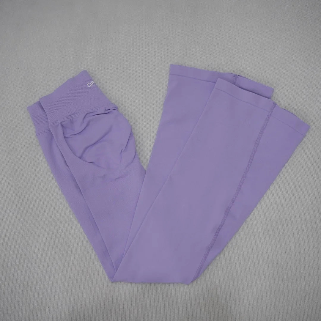 DF‑LOGO Women Seamless Flare Yoga Pants Quick Dry Breathable Butt Lifting Flared Leggings for Gym Pilates Workout Fitness
