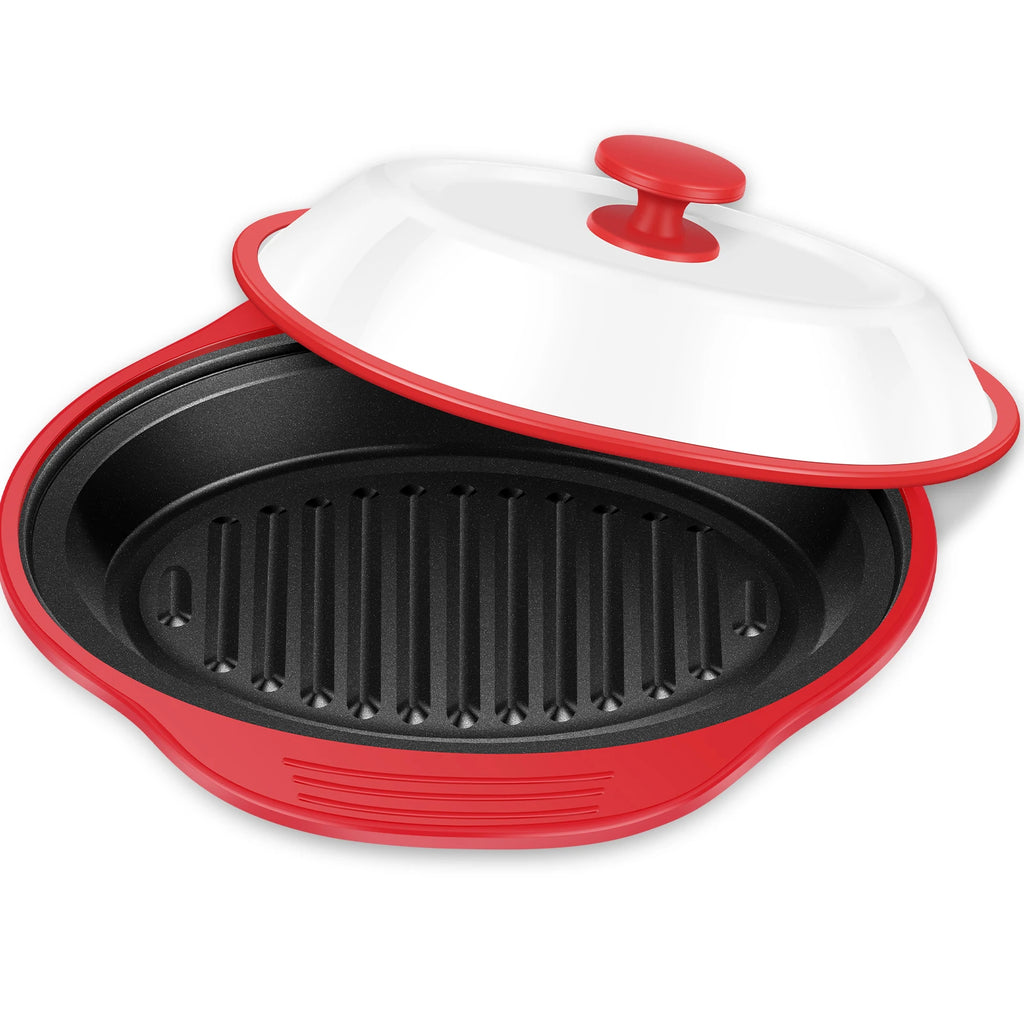 Microwave Grill Pan Non Stick Microwave Grilling Pan with Lids Large Capacity Microwaves Frying Pans for Cooking Kitchen Gadgets