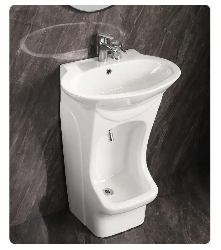 Modern Ceramic Pedestal Sink Wudu Basin Muslim Oval Wash Basin with Glossy Finish and Easy Clean Feature for Bathroom