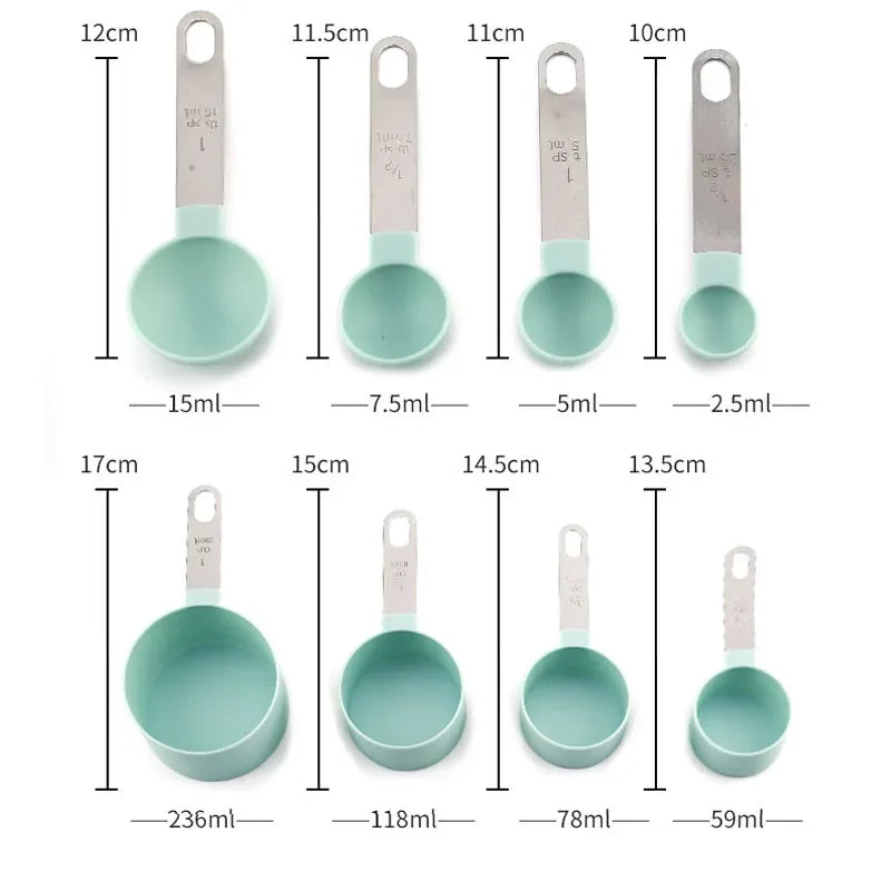 4pcs Kitchen Tools Measuring Spoons cups Set steel handleTeaspoon Coffee Sugar Scoop Cake Baking Cooking Gadgets