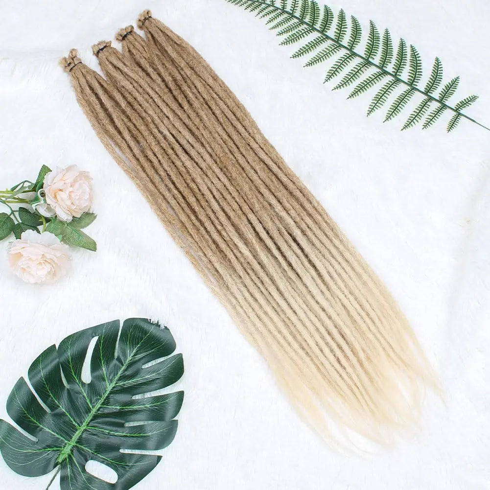 Dreadlock Extensions, 22" Brown to Blonde Synthetic Crochet Dreads Extensions 100% Handmade Single Ended Dreads Thin 0.6cm Width