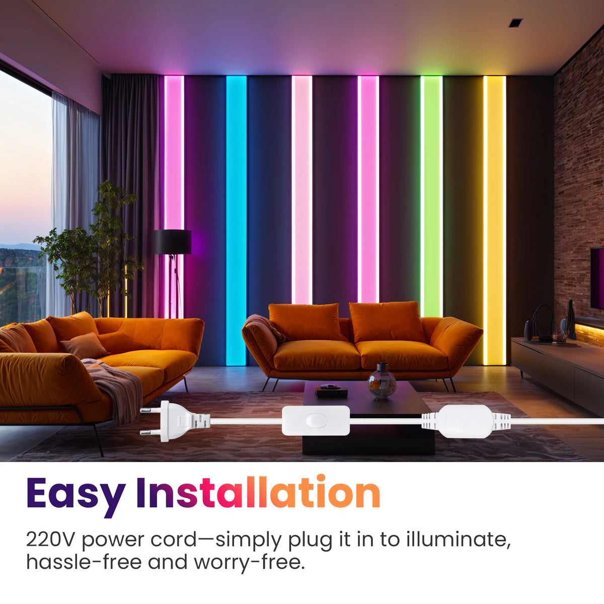 1-20M 220V COB LED Strip 288LEDs/m Outdoor IP65 Waterproof Switch/Dimmable LED Tape Ribbon Neon Lights For Kitchen Room 10 Color