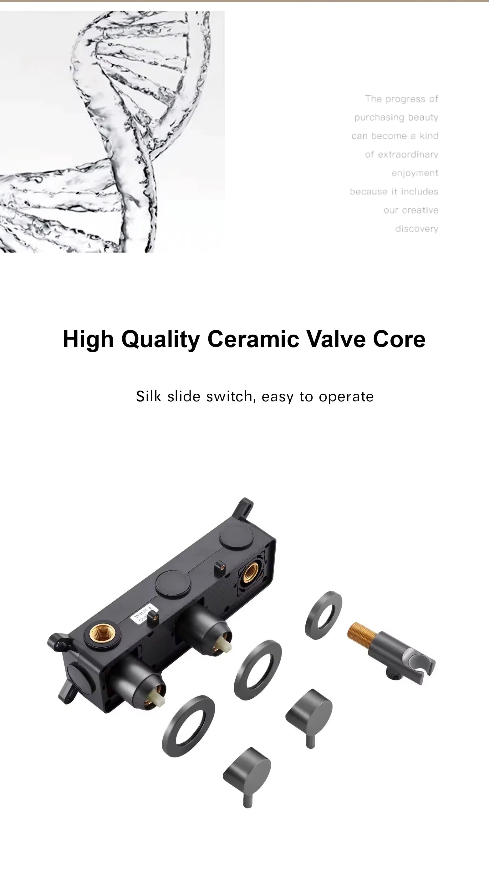 Bathroom Minimalist Gun Gray Brass Wall Mounted Bathtub Faucet with Dual Handles for Hot & Cold Water Dual Function Shower Mixer