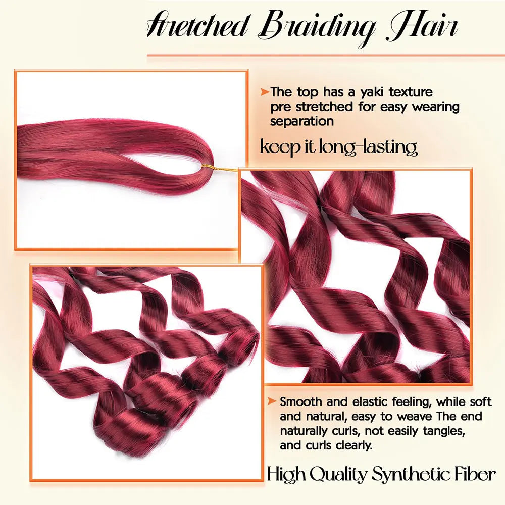 French Curl Braiding Hair 22 Inch Curly Braiding Hair Pre Stretched Bouncy Crochet Hair Loose Wavy Synthetic Hair Extensions