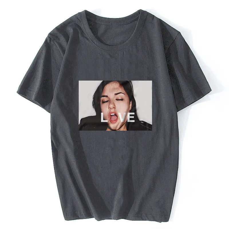 Mens Short Sleeve Grey T-Shirt Sasha Love Top  Hot Sale New Fashion Brand O-Neck Oversize Style Funny T Shirt