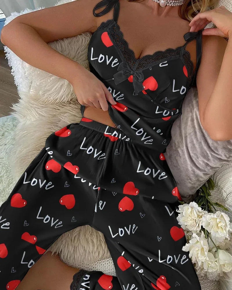 2027 Fashion 2pcs/set Long Women V-neck Pajamas Soft Fabric Two-piece Leopard Print Pajamas Ladies Pajamas Suspender Shorts Set