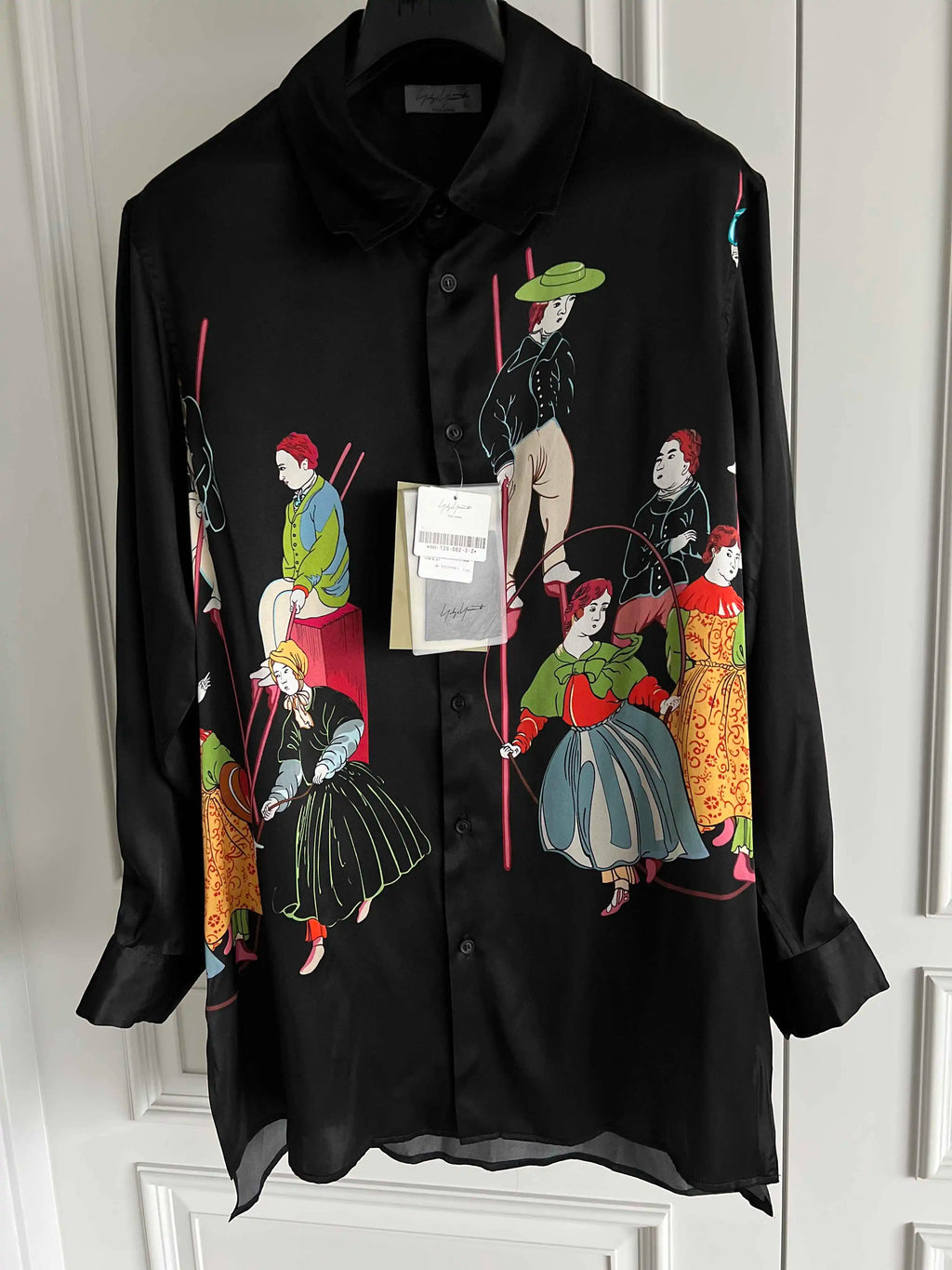 TOP-YAMAMOTO Original Design, Lumingkan Silk Printed Ribbon Shirt, Mulberry Silk Shirt for men