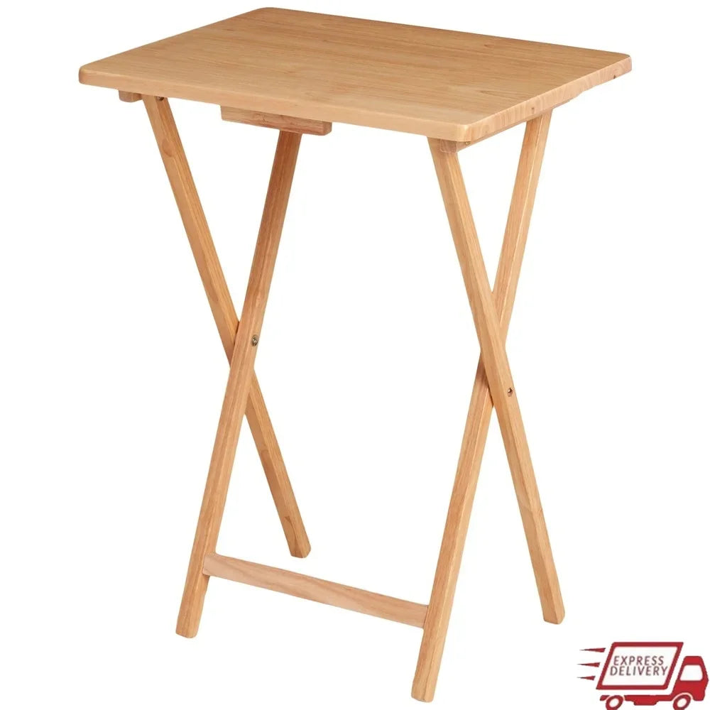Indoor Folding TV Tray Table Portable Lightweight Solid Rubberwood Space Saving Easy Storage No Assembly Required Compact Design