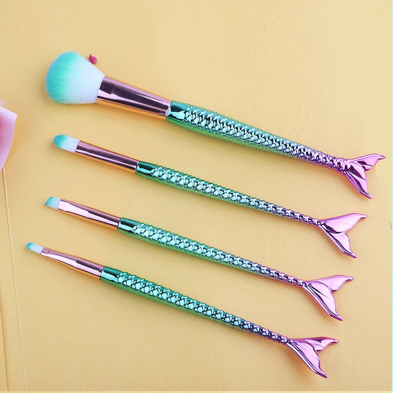 Mermaid Makeup Brushes Set Cosmetic Powder Eye Shadow Foundation Blush Brush Soft Beauty Make Up Tool Maquiagem 6 Color Gradient