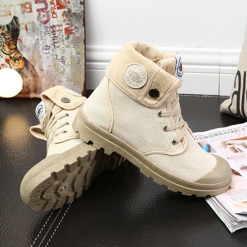 New Canvas Shoes Women Work Boots Palladium Style Fashion High-top Breathable Ankle Casual Shoes Female High Quality 35-41