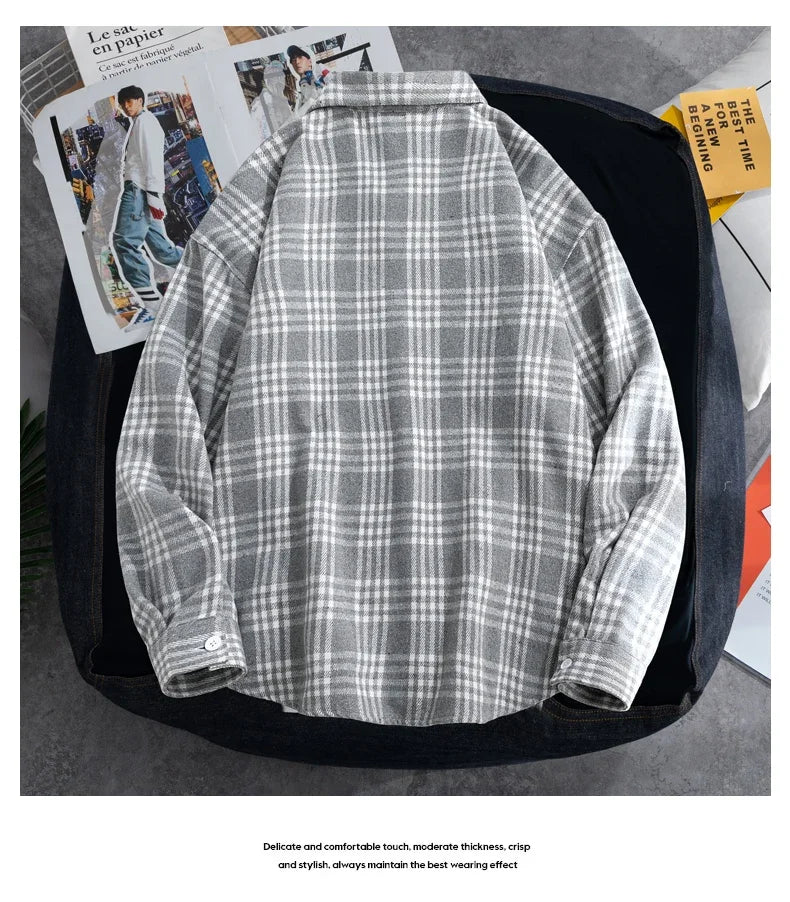 Big Size 9XL Men Flannel Plaid Shirts Long Sleeve Oversize Tops Male Loose Autumn Winter 69% Cotton Streetwear Plus Large Casual