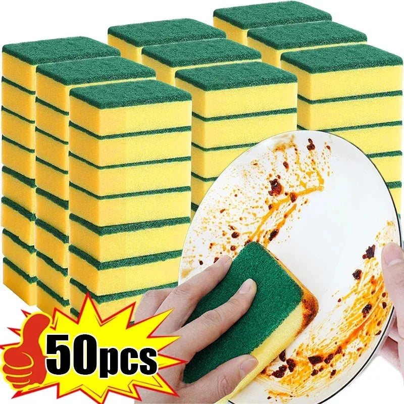 Magic Cleaning Sponge, Double-Sided Highly Absorbent, Rust & Grease Remover, Kitchen Scrub Brush, Pot Cleaner Tool