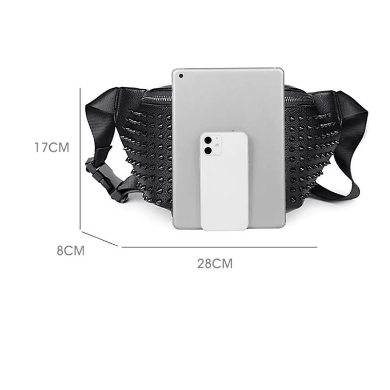 Men Clutch Bag Fashion Personalized Rivet Design HighQuality Leather Waterproof Wallet Versatile Contrast Color Simple ZipperBag