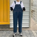 Korean Loose Denim Overalls Women Spring Autumn Straight Wide Leg Jeans Vintage Suspenders Maxi Baggy Jumpsuits Men Woman S-5XL