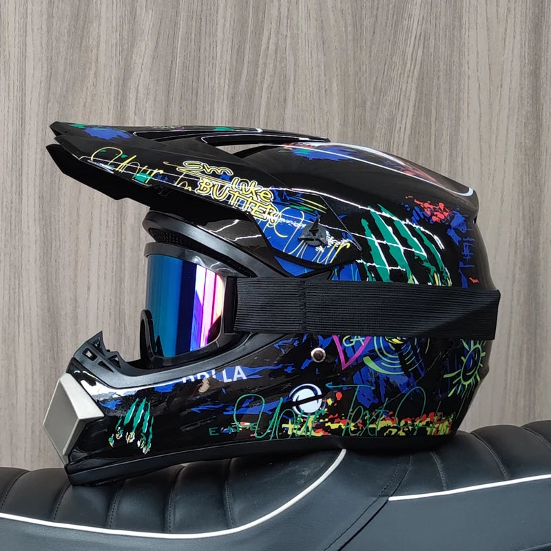 Professional motorcycle off-road helmet with free goggles, off-road bike ATV Quad DH racing protective helmet Casco