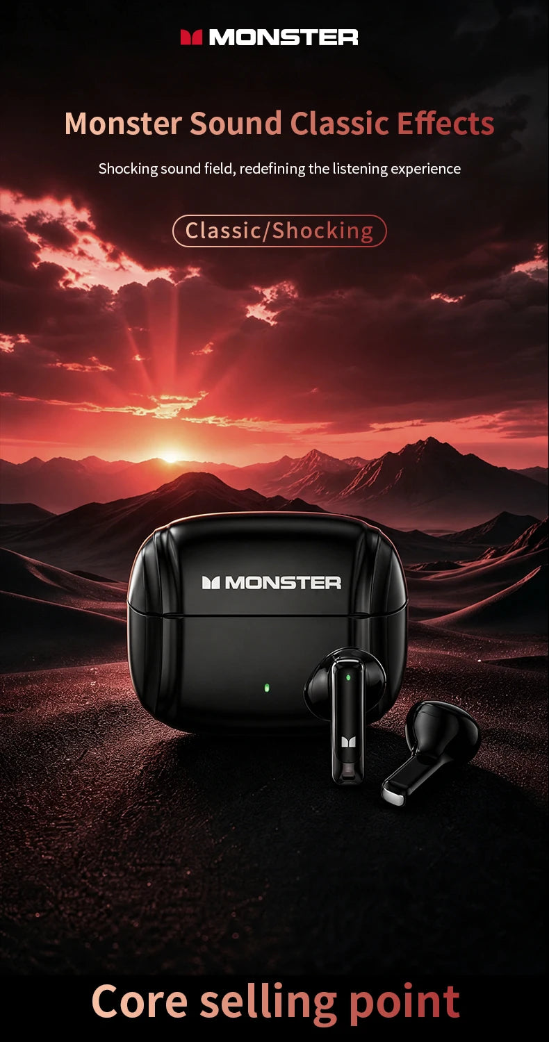 Monster Pure Aura HT10 TWS Wireless Bluetooth 6.0 Earphones Intelligent APP Custom EQ HD Noise Reduction Call Sports
