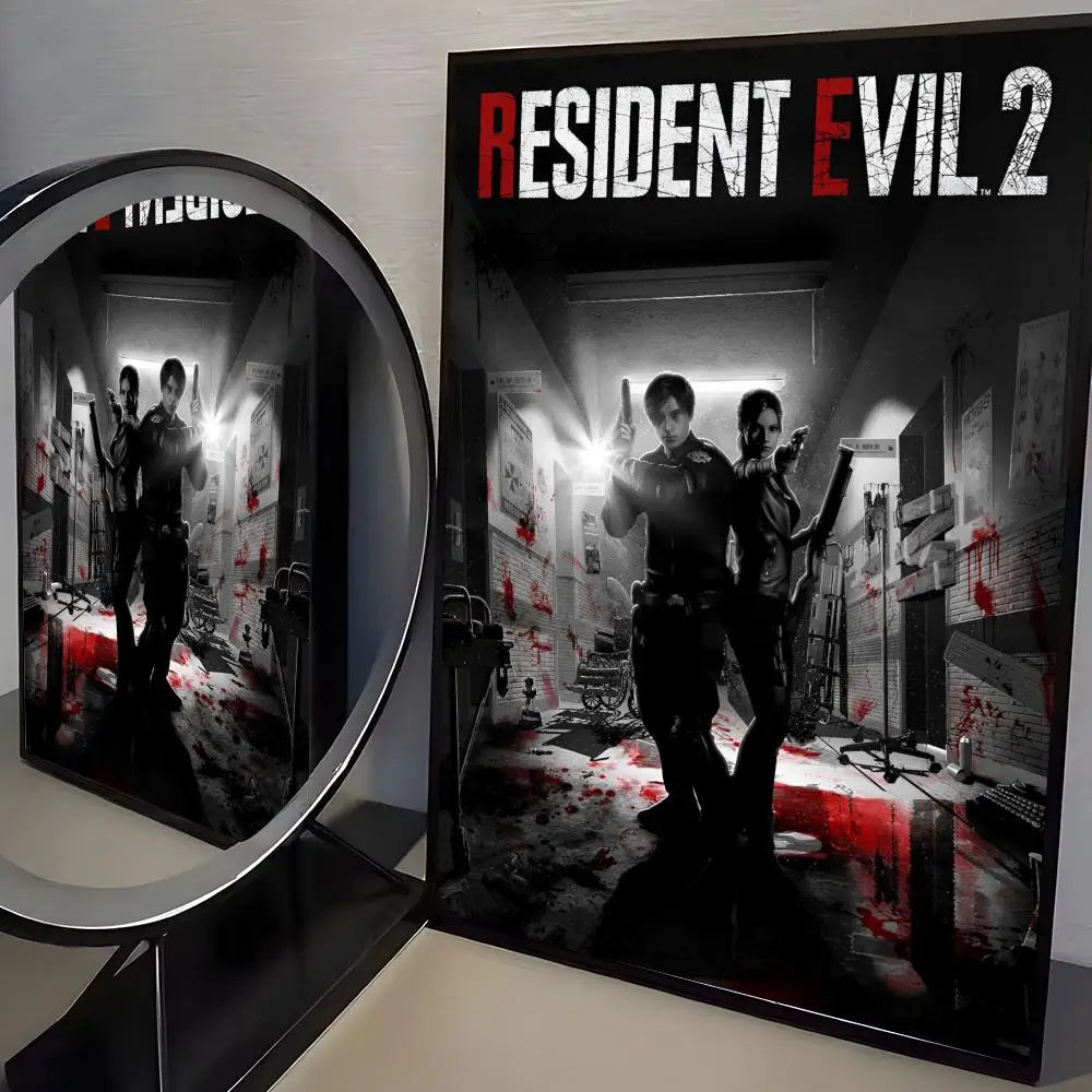 R-Resident Evil Game Poster Home Living Bed Room Bar Hallway Sticky Wall Art Printing Aesthetic Decor