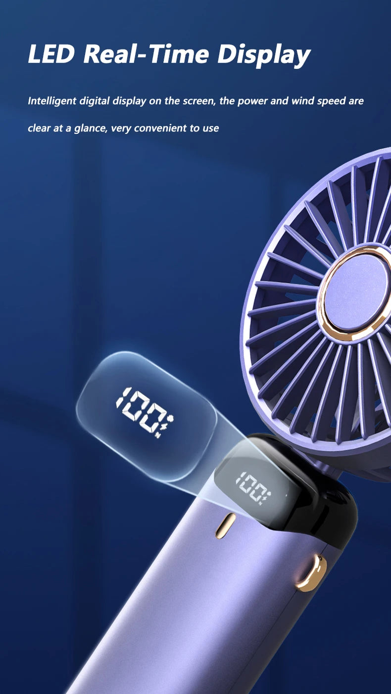 New Portable Hand-Held Fan Office Desktop Multifunctional Folding Double-Headed Small Electric Fan With A Neck Lanyard